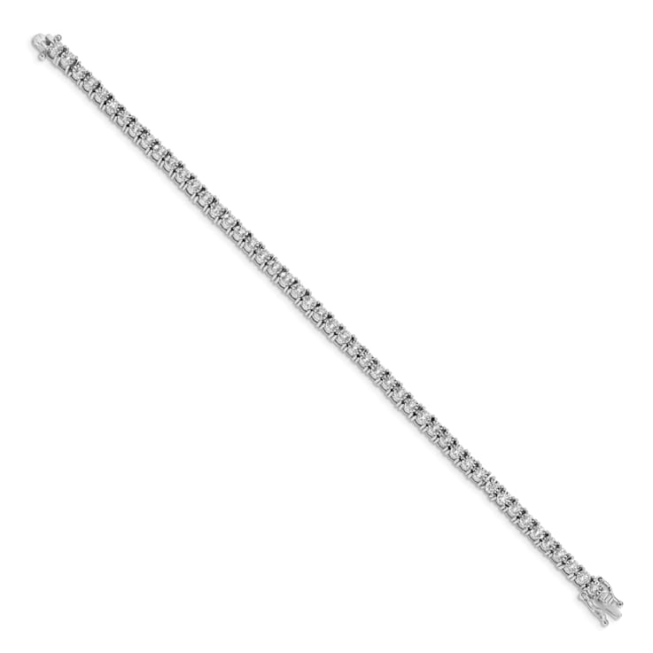 Rhodium Over 14k White Gold Illusion Setting Diamond Bracelet