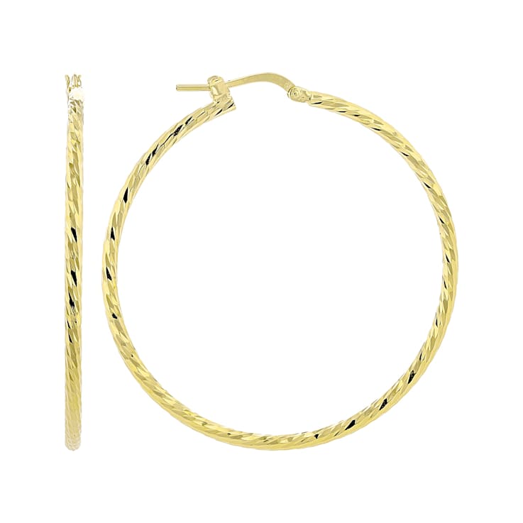 Set Of 3 Twisted Hoop Earrings In 18K Gold Over Bronze