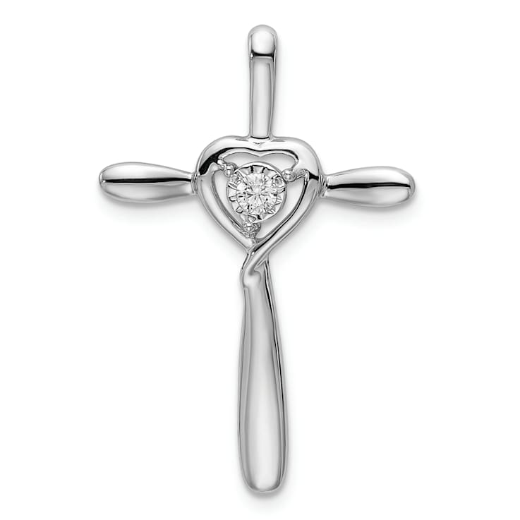 Rhodium Over 14k White Gold Diamond Chain Slide Pendant