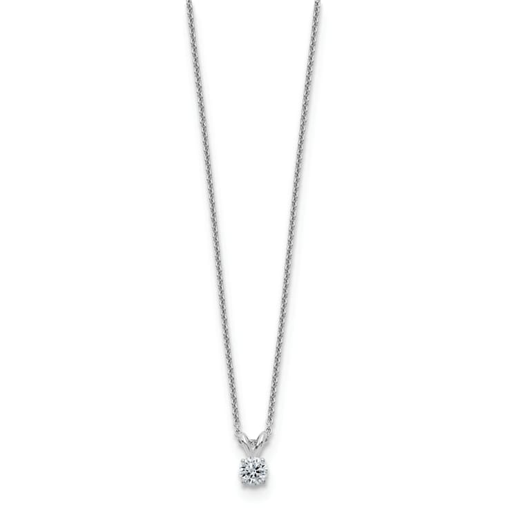 Rhodium Over 14K Gold 1/4 ct. 4.0mm Round D E F Pure Light Moissanite
Pendant with Chain