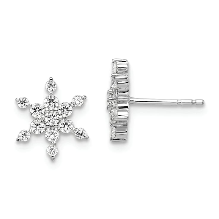 Rhodium Over 14K White Gold Lab Grown Diamond SI1/SI2, G H I, Star Post Earrings