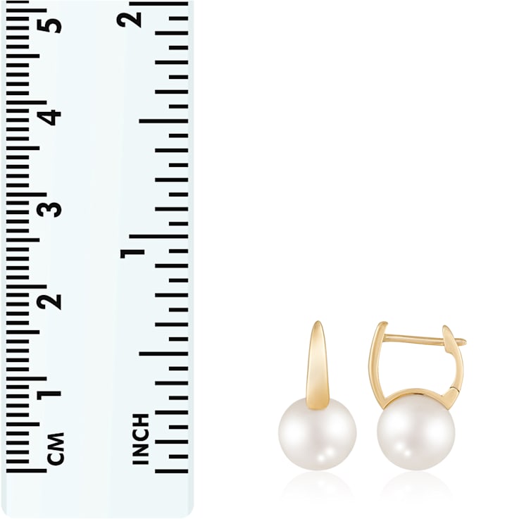 White Cultured Freshwater Pearl 14k Yellow Gold Earrings 8-8.5mm