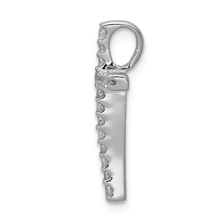 Rhodium Over 14k White Gold Diamond Latin Cross Chain Slide Pendant