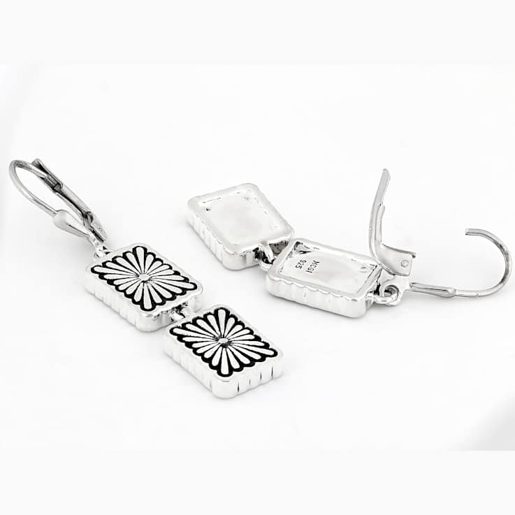 Sterling Silver Floral Dangle Earrings