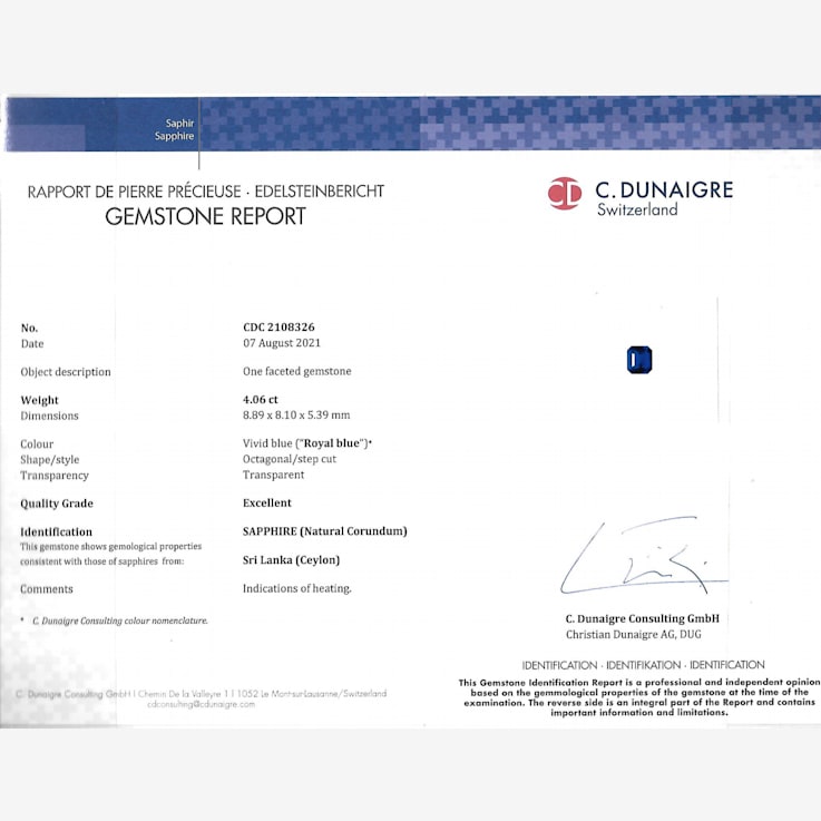 Sapphire Loose Gemstone 8.9x8.1mm Emerald Cut 4.06ct