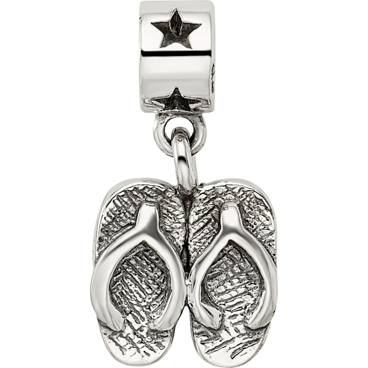 Sterling Silver Flip Flops Dangle Bead
