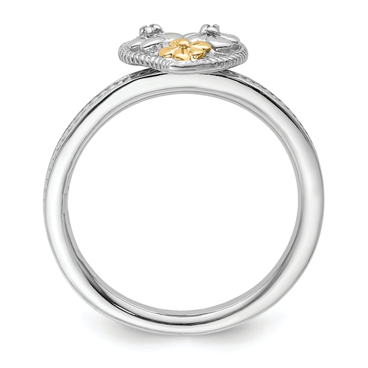 14K Yellow Gold Over Sterling Silver Stackable Expressions Diamond Heart
Ring 0.01ctw