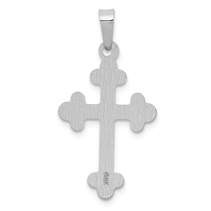 Rhodium Over 14K White Gold Polished Budded Cross Pendant