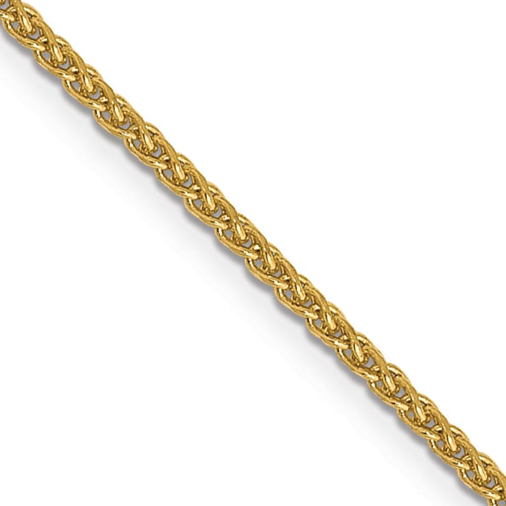 14k Yellow Gold 1mm Solid Diamond Cut Wheat Chain 18"