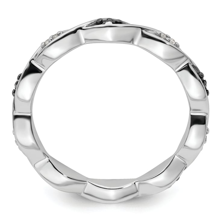 Sterling Silver Stackable Expressions Black and White Diamond Ring 0.06ctw