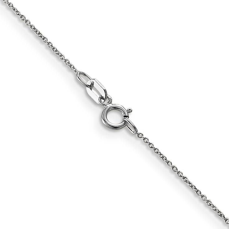 Rhodium Over 14k White Gold 0.75mm Solid Round Open Link Cable 24 Inch Chain