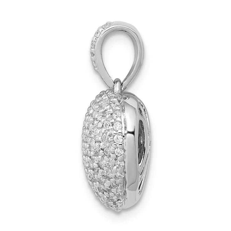 Rhodium Over 14k White Gold Diamond Heart Pendant