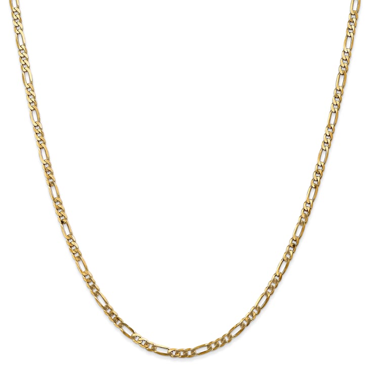 14K Yellow Gold 3mm Flat Figaro Chain Necklace