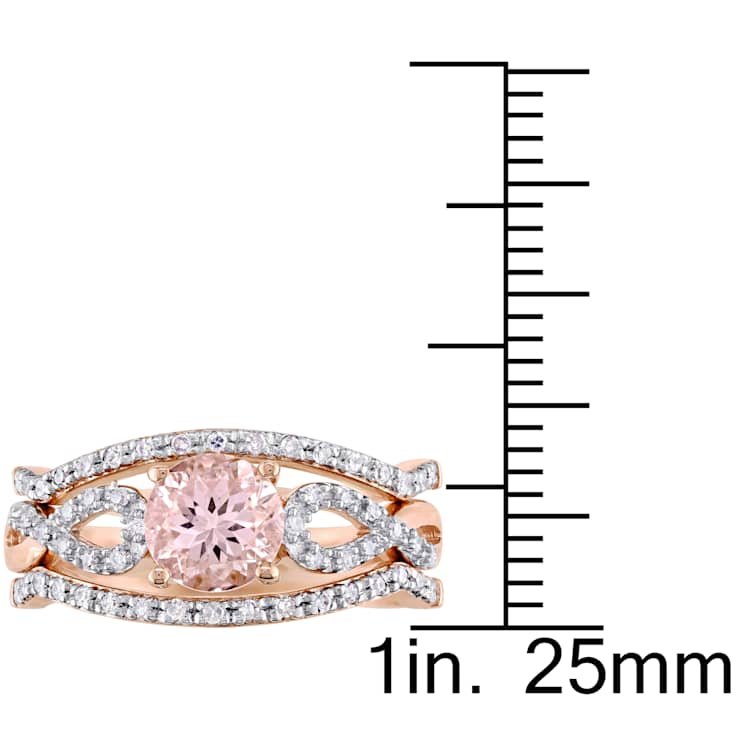 Morganite and Diamond 10K Rose Gold Bridal Ring 1.06ctw