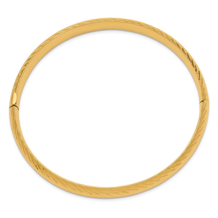 14K Yellow Gold 5/16 Textured Hinged Bangle