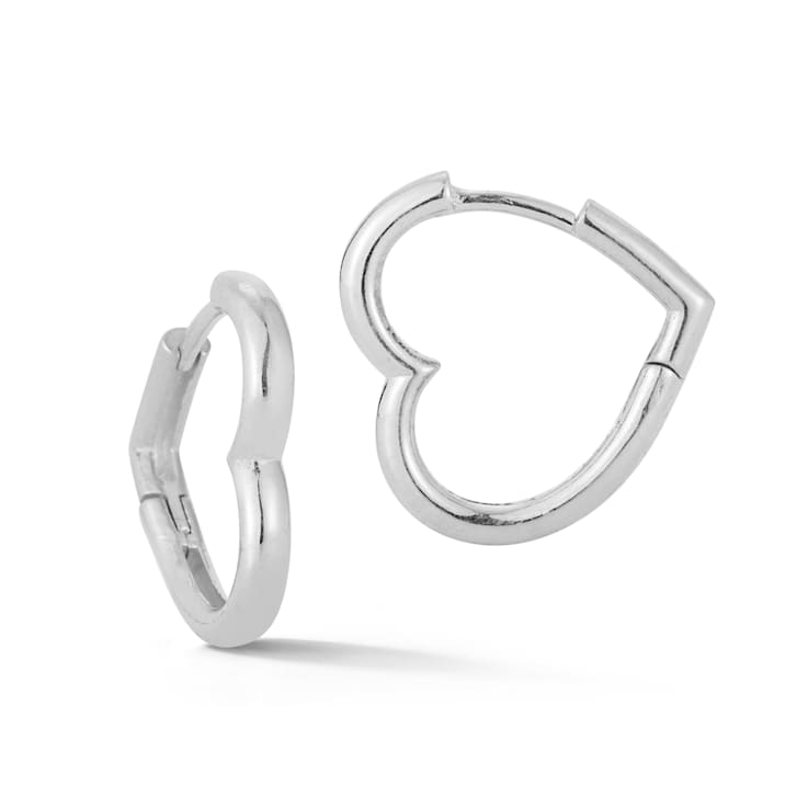Sterling Statements Rhodium Over Sterling Silver Large Heart Shaped
Huggie Hoop Earrings