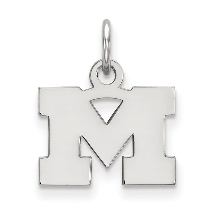 Rhodium Over Sterling Silver LogoArt University of Michigan Extra Small Pendant