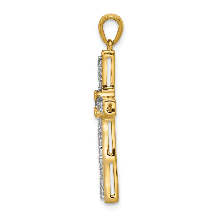 14K Two-tone Gold  Diamond Cross Pendant