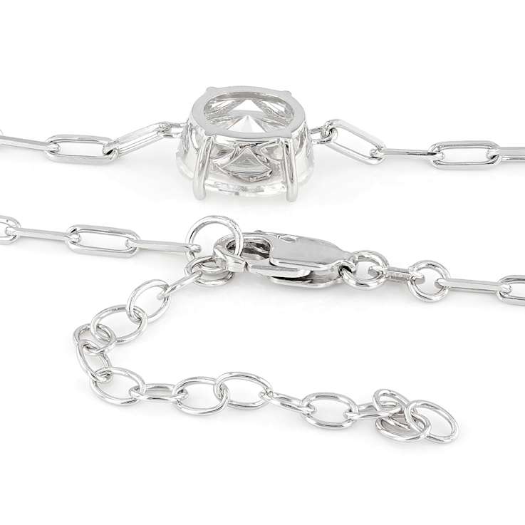 Oval Moissanite Solitaire Pendant Necklace In Platinum-Enhanced Sterling Silver