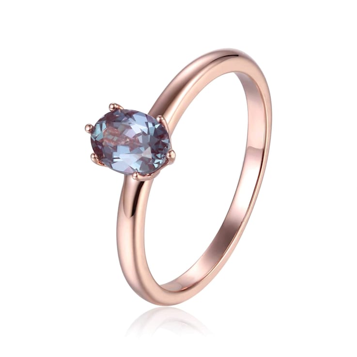 Oval Lab Created Alexandrite 14K Rose Gold Over Sterling Silver
Solitaire Ring, 1.00ct