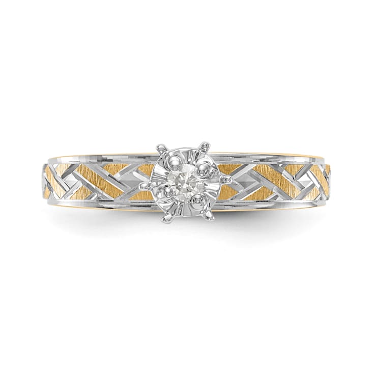 14K Yellow Gold AA Quality Engagement Ring 0.05ctw