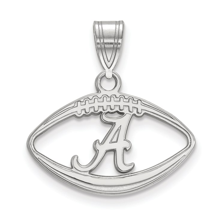 Rhodium Over Sterling Silver LogoArt University of Alabama Football Pendant
