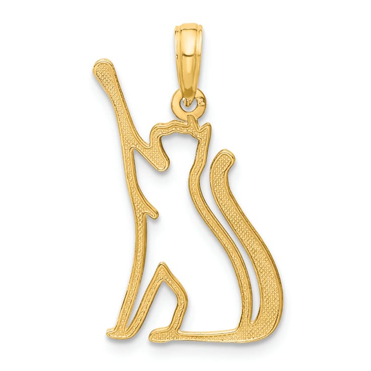 14k Yellow Gold Polished Cat Reaching Pendant