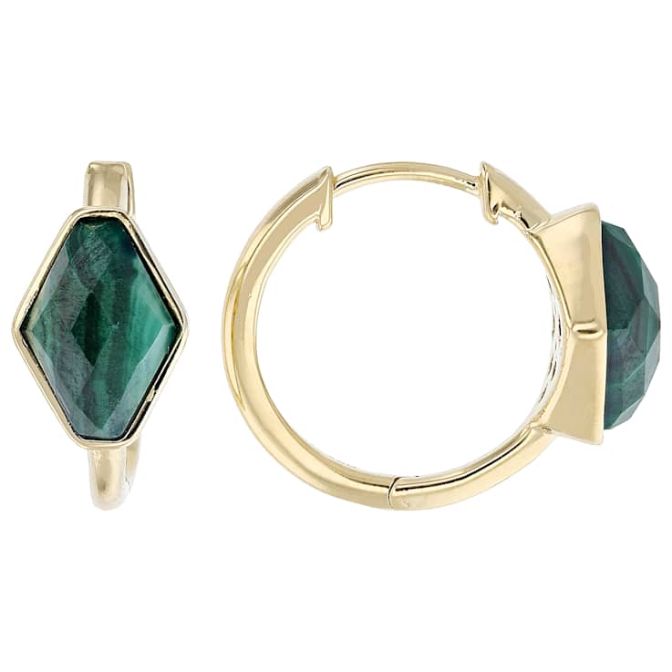 Malachite Freeform Earrings In 18K Gold Over Sterling Silver 5.22ctw