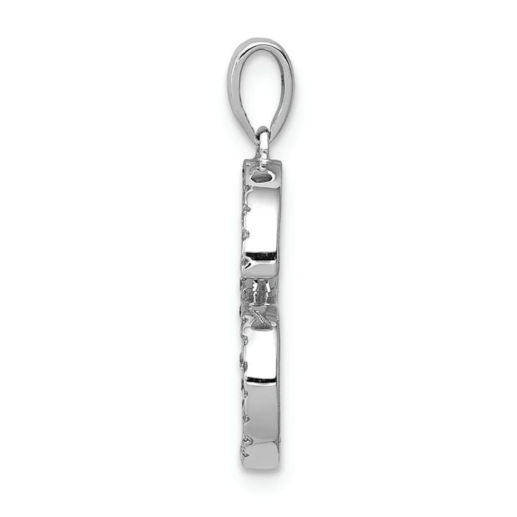 Rhodium Over 14K White Gold Diamond Letter S Initial Pendant