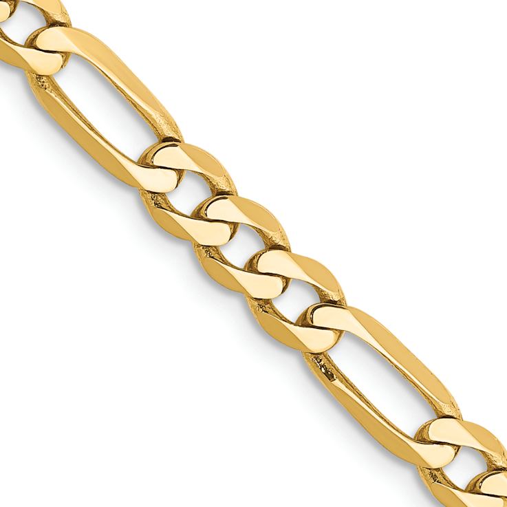 14k Yellow Gold Polished Solid 4.75mm Flat Figaro Link 26 Inch Chain
