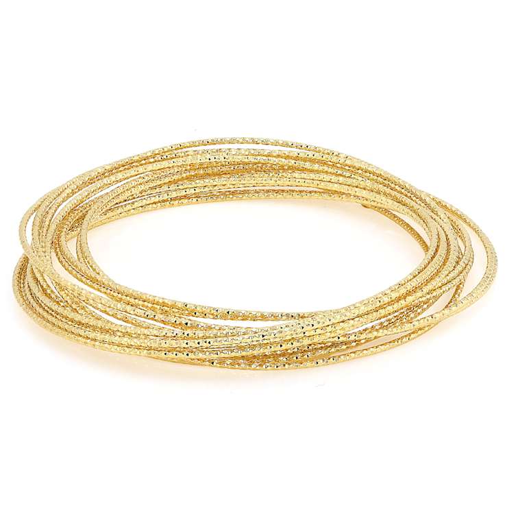 Diamond-Cut Multi-Row Bangle In 18K Gold Over Bronze