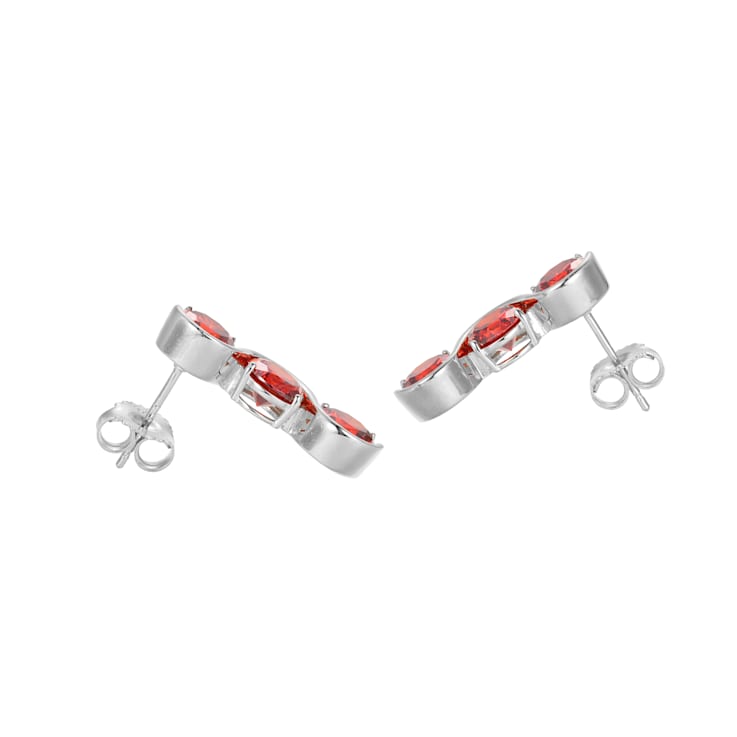Red Cubic Zirconia Platinum Over Silver January Birthstone Earrings 7.99ctw