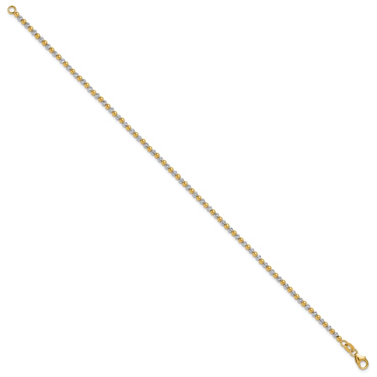 14K Two-tone Diamond-cut Beaded 7.5-inch Bracelet