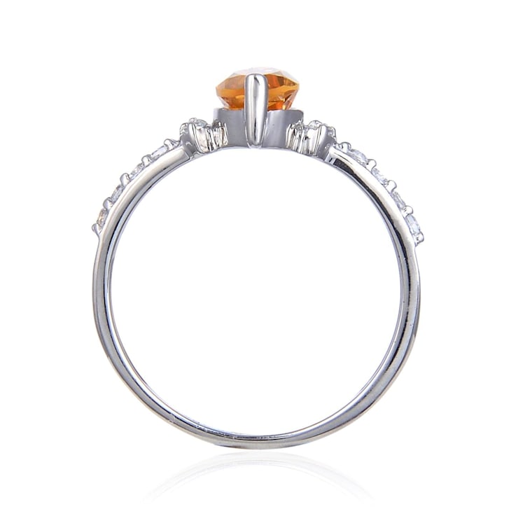 Marquise Citrine with White Topaz Accents Sterling Silver Ring, 1.24ctw