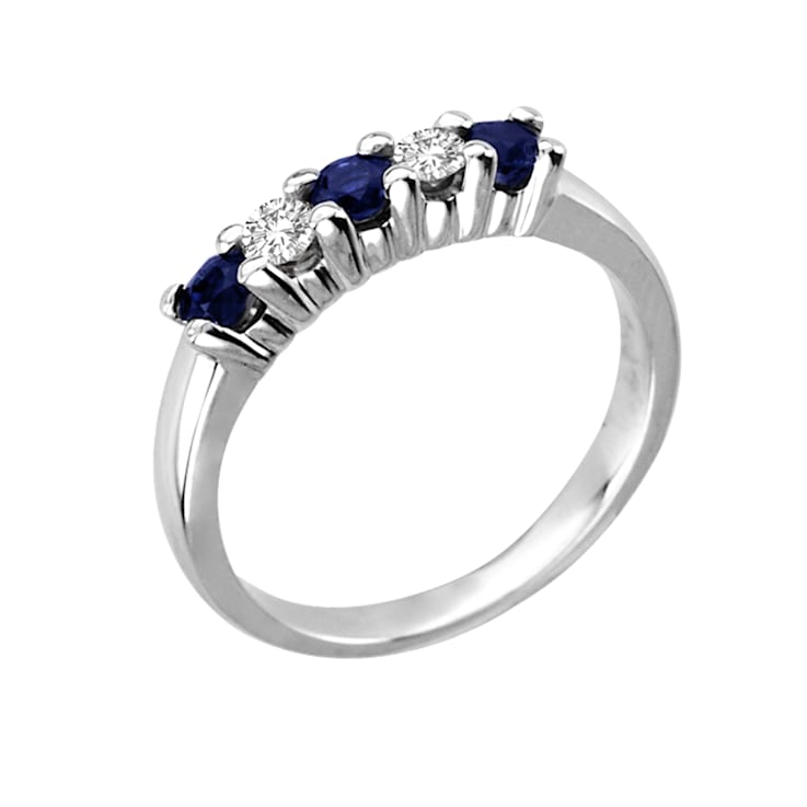 0.60ctw Sapphire and Diamond Band Ring in 14k White Gold