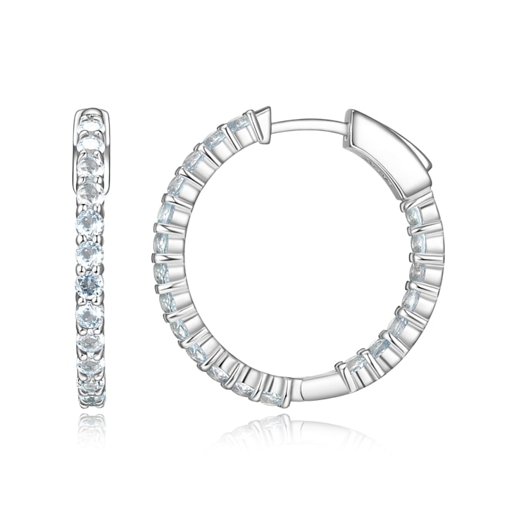 Sky Blue Topaz Platinum Over Sterling Silver Hoop Earrings