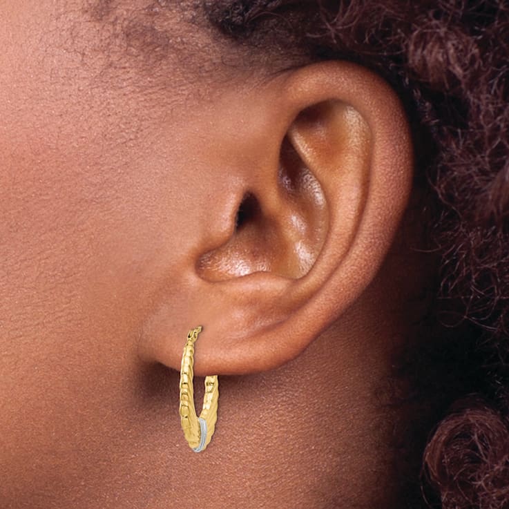 14k Yellow Gold and Rhodium Over 14k Yellow Gold 13/16