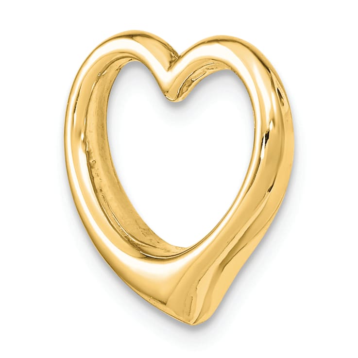 14k Yellow Gold 3D Polished Heart Chain Slide Pendant