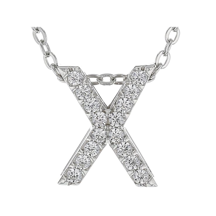 CZ Initial X Pendant Necklace In Sterling Silver 0.25ctw