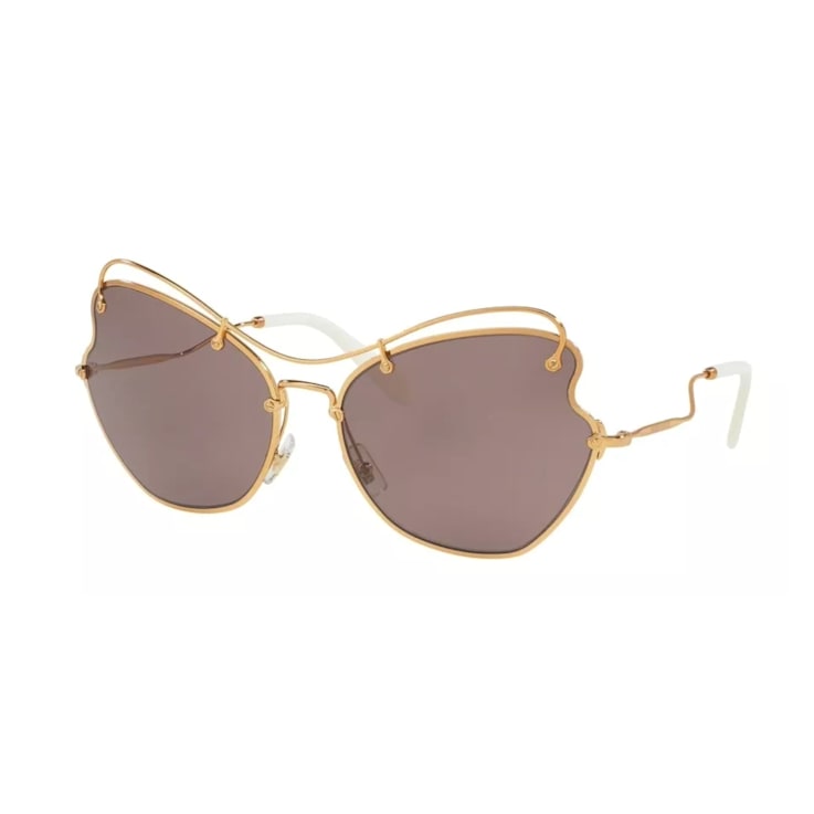 Miu Miu Gold Frame / Purple Brown Lenses Sunglasses