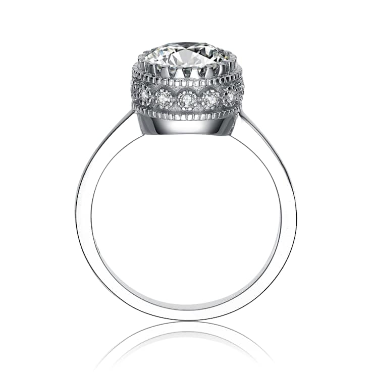 CZ Halo Engagement-Style Ring In Sterling Silver