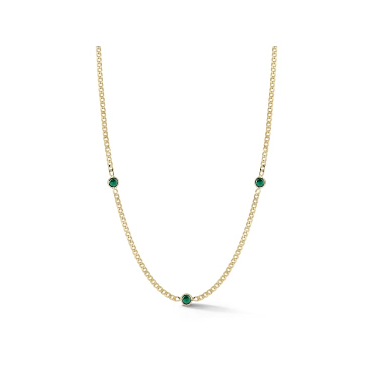 Sterling Statements 14K Yellow Gold Over Sterling Silver 3-Stone Green
CZ Curb Chain Necklace