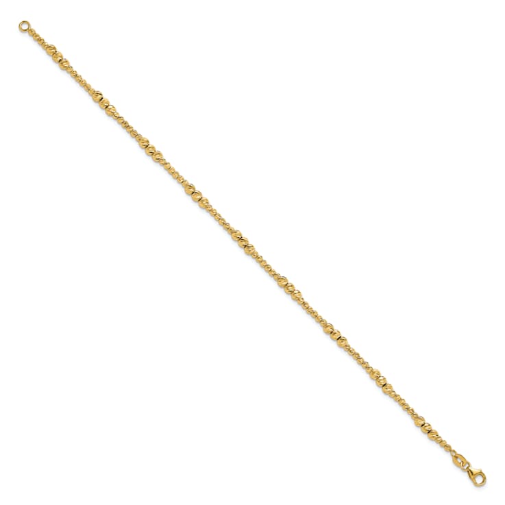14K Yellow Gold Diamond-cut Beaded 7.5-inch Bracelet