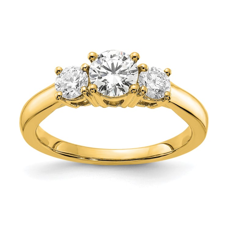 14K Yellow Gold Lab Grown Diamond SI1/SI2, G H I, 3-Stone Engagement Ring