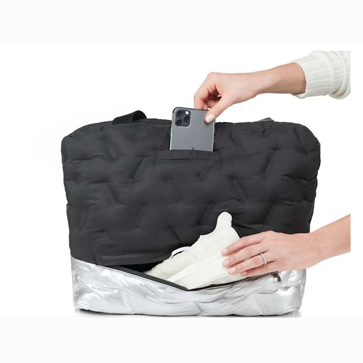GO Dash Dot Go 2 Tote Handbag in Silver and Black