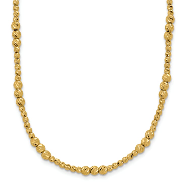14K Yellow Gold Diamond-cut Beaded 18-inch Necklace