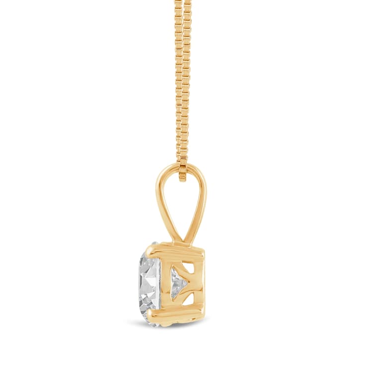White Cubic Zirconia 14k Yellow Gold Pendant With Chain 1.00ctw