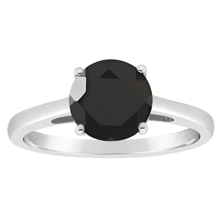8mm Round Black Onyx Rhodium Over Sterling Silver Ring