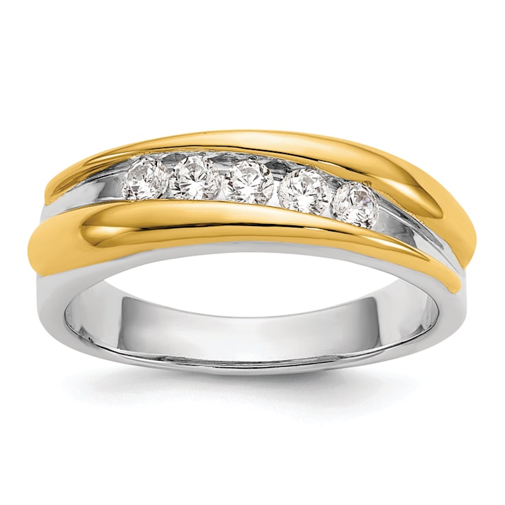14K Yellow and White Gold Lab Grown Diamond SI1/SI2, G H I, Men's Band