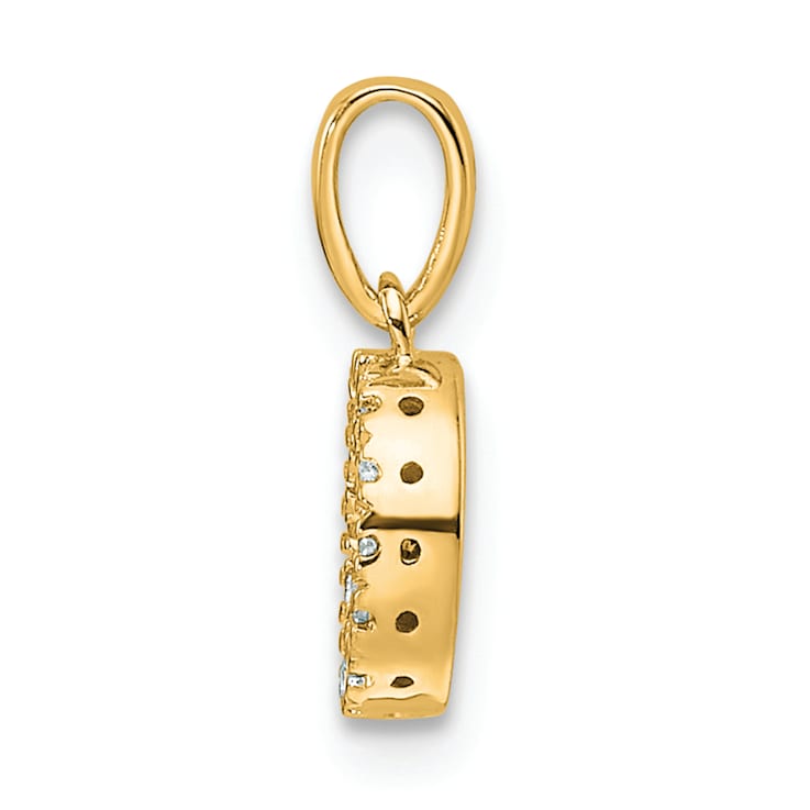 14K Yellow Gold Diamond Letter O Initial with Bail Pendant